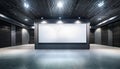 Blank exhibition presswall in empty modern hall with lighting. 3D Rendering Royalty Free Stock Photo