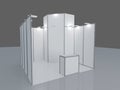 Blank exhibition stand. 3d render isolated on white background, Empty trade event stand Royalty Free Stock Photo