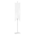 Blank fabric flag on metal pole stand vector mock-up. Hanging white guidon banner realistic mockup. Template for design