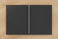 Blank facing pages of notebook on a spring with leather cover Royalty Free Stock Photo