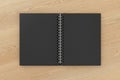 Blank facing pages of notebook on a spring with leather cover Royalty Free Stock Photo