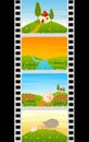 Blank film colorful strip with sheep