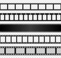 Blank film strip template, black movie reel photo frame. Retro cinema filmstrip, old negative reels camera, seamless Royalty Free Stock Photo