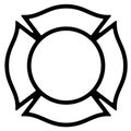 Blank Firefighter Maltese Cross Outline Isolated Vector Illustration