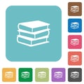 Flat books icons on rounded square backgrounds