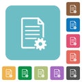 Flat document setup icons on rounded square backgrounds