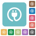 Flat power cord icons on rounded square backgrounds Royalty Free Stock Photo