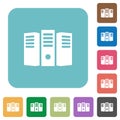 Flat server hosting icons on rounded square backgrounds