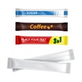Blank foil bag set packaging for food, sugar, coffee, salt, pepper, seasoning, Vector plastic pack mock up