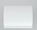 Blank folded leaflet white paper. 3d rendering. Gray background