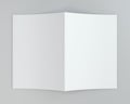 Blank folded leaflet white paper. 3d rendering. Gray background