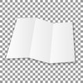 Blank folded leaflet white paper. Sheet with soft shadows , isolated on transparent background. Vector Royalty Free Stock Photo