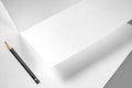 Blank Folded Sheet of Paper, Letterhead, or Flyer with Pencil Royalty Free Stock Photo