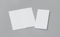 blank folded white flyer on grey background 3d render illustration showcase copy space design Royalty Free Stock Photo