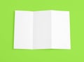 Blank folding page booklet on green background.