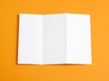 Blank folding page booklet on orange background.