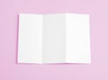 Blank folding page booklet on pink background.