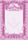 Vertical form for creating certificates, diplomas, bills and other securities. Classic design with Masonic symbols, in lilac color Royalty Free Stock Photo