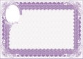 Empty horizontal frame for certificate purple