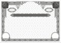 Horizontal form for creating certificates and other securities with space for two black seals.