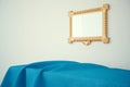 Blank frame above blue surface Royalty Free Stock Photo