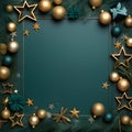 Blank frame Beautiful green Christmas background with a border of fir branches Royalty Free Stock Photo