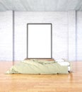 Blank frame in bedroom Royalty Free Stock Photo