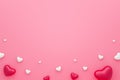 Blank frame and hearts pattern on pink background with Happy valentine day. Beautiful mini heart style. 3D rendering