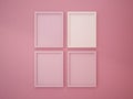 Blank frame on interior wall pink tone color