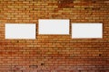 3 blank frame mock up on a brick wall. Royalty Free Stock Photo