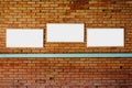 3 blank frame mock up on a brick wall. Royalty Free Stock Photo