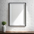 Blank frame, Mock up poster frames on brick wall of room or living room, interior design background Royalty Free Stock Photo