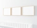 Blank frame mockup with baby cot Royalty Free Stock Photo