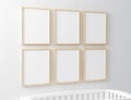 Blank Frame Nursery Mockup with baby cot