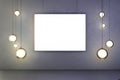 Blank frame of a picture with lightbulbs on a concrete wall Royalty Free Stock Photo