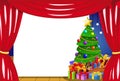 Blank frame stage decorated Christmas tree