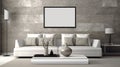 Blank frame on wall of hi-end modern designer living room