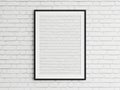 Blank frame on white brick wall isolated on white background Royalty Free Stock Photo