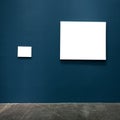 Blank frames in the blue wall Royalty Free Stock Photo