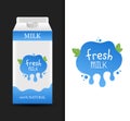 Blank fresh milk carton branding box. Milk cardboard package. Drink box. Modern vector illustration