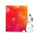 Blank Gift Tag With Snowman And Bird Royalty Free Stock Photo