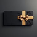 Blank gift voucher template design with gold ribbon on dark background. AI generated image Royalty Free Stock Photo
