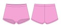 Blank girls knickers technical sketch. Pink color. Lady lingerie. Female underpants