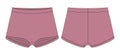 Blank girls knickers technical sketch. Pudra color. Lady lingerie. Female underpants