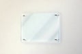 Blank glass door plate mounted on wall mockup, clipping path