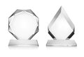 Blank glass trophy mockup isolated on white with clipping path