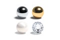 Blank gloss silver, gold, pearl and diamond ball mockup set