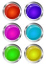 Blank Glossy Round 3D Button Set. Collection. Royalty Free Stock Photo