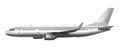 Blank Glossy White Airplane Or Airliner Side View