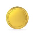 Blank gold coin, gold medal with clipping path Royalty Free Stock Photo